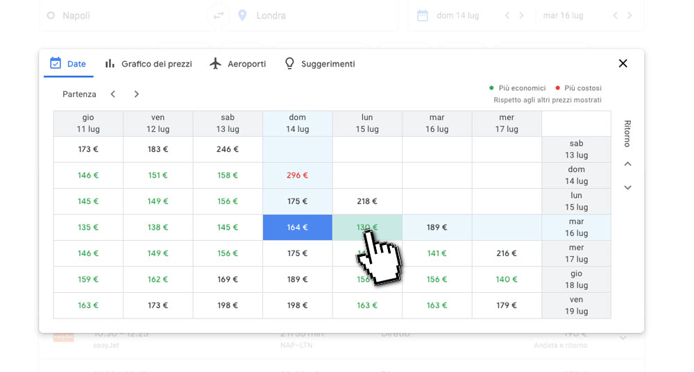 griglia Google Flights
